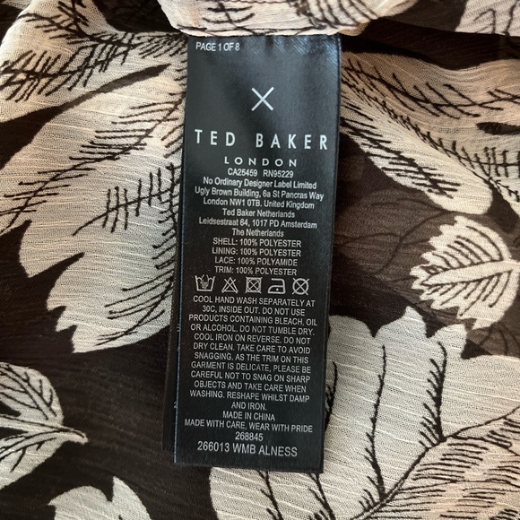 Ted Baker Alness Drawstring Waist Blouse with Contrast Lace, US size 8 - Picture 12 of 12